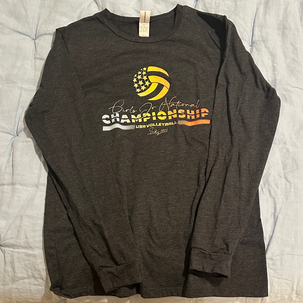Gray Long Sleeve Volleyball Championship Shirt